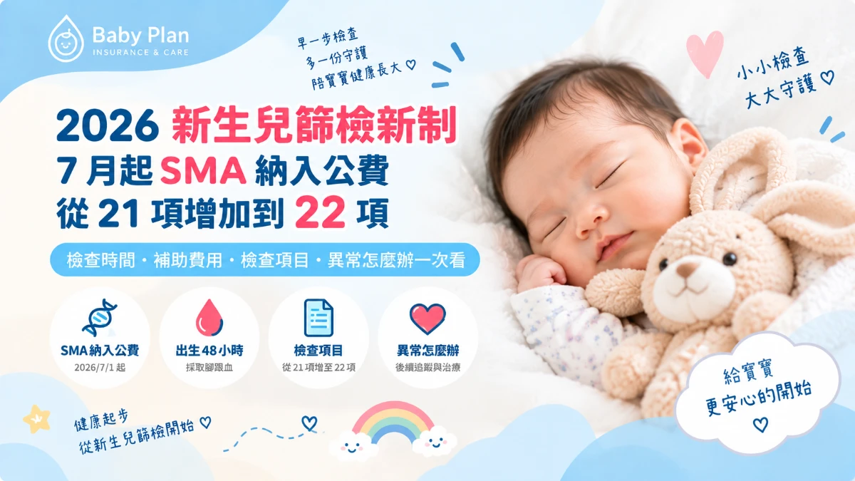 2026新生兒篩檢22項全攻略！SMA納入公費、費用、時間與異常結果一次看