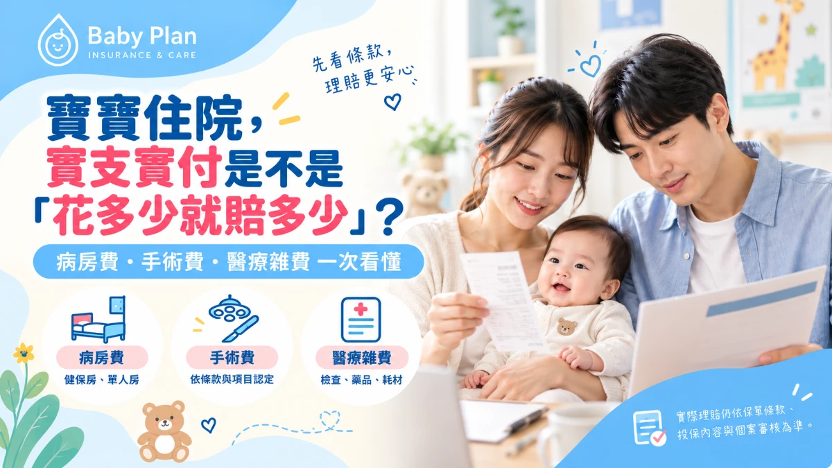 小孩住院實支實付怎麼賠？病房費、手術費、醫療雜費一次看