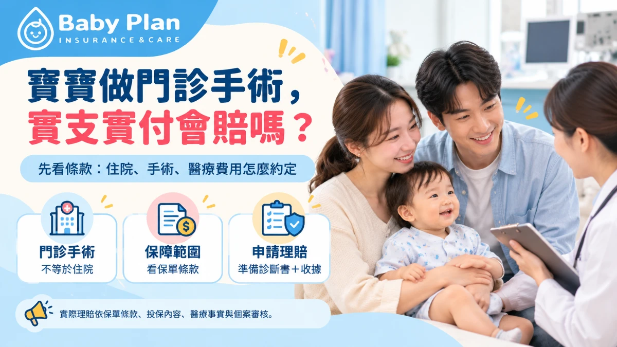 門診手術實支實付會賠嗎？寶寶沒住院也能理賠？爸媽先看這3個條款